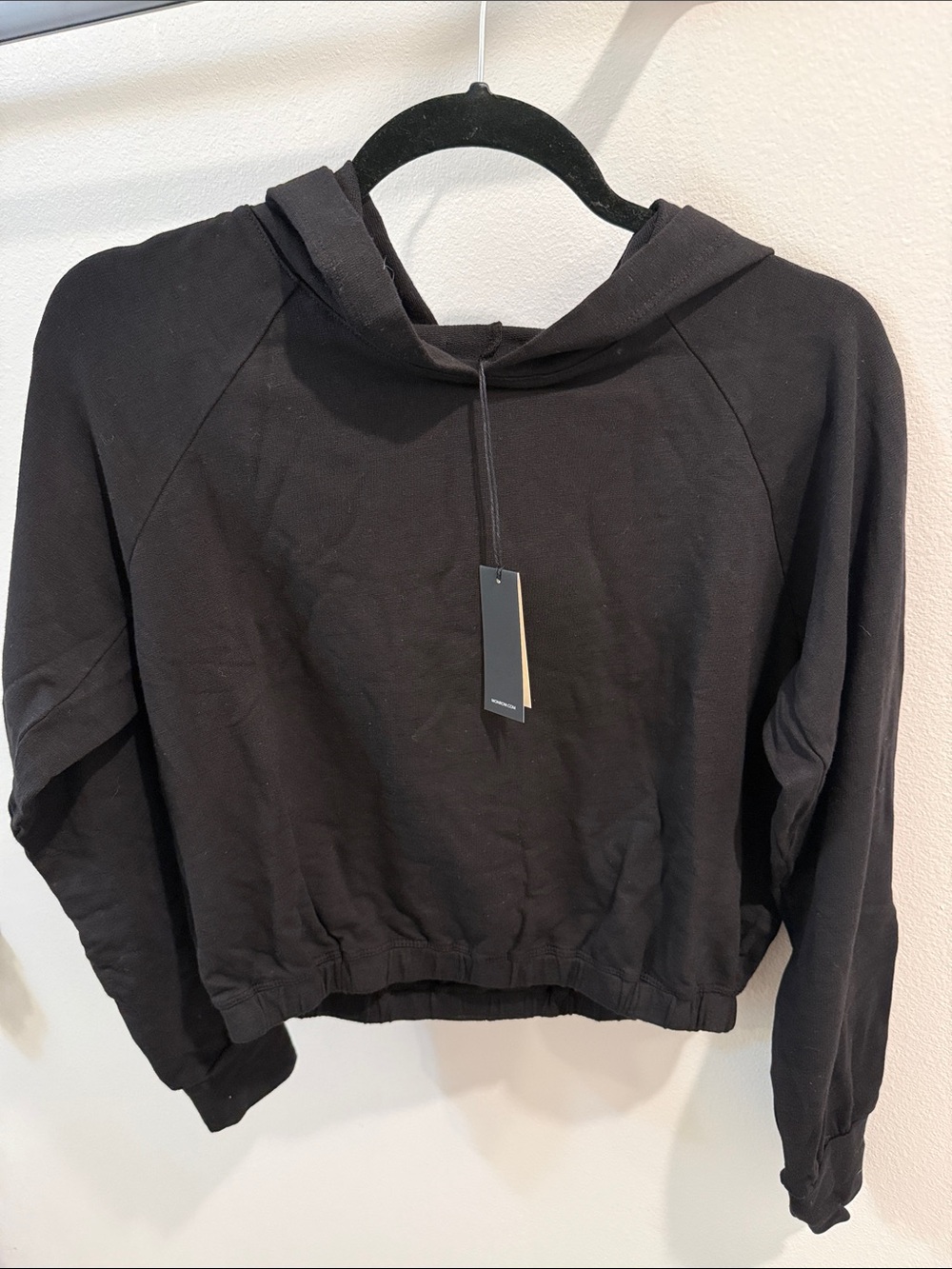 Monrow Black Cropped Hoodie
